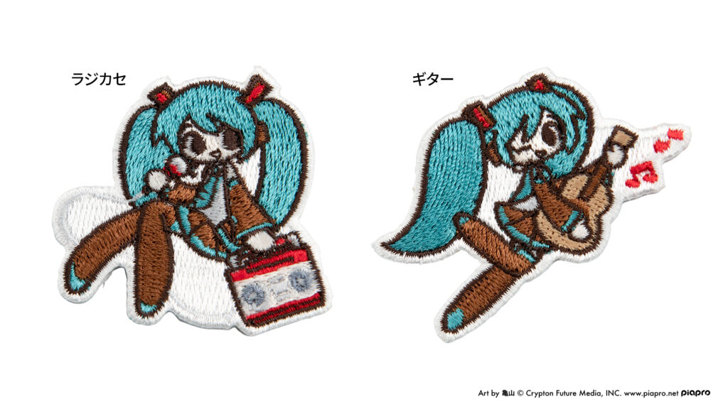初音ミク 刺繍ステッカー（ラジカセ / ギター）