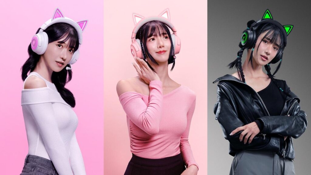 Razer Kraken Kitty V3 Pro 配信者Jinnytty着用イメージ