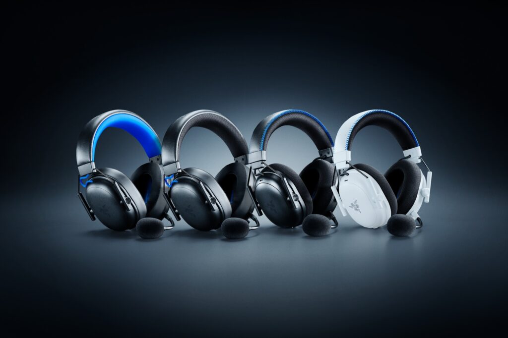 左からBlackShark V3 X HyperSpeed for PlayStation、BlackShark V3 for PlayStation、BlackShark V3 Pro for PlayStation (Black およびWhite)