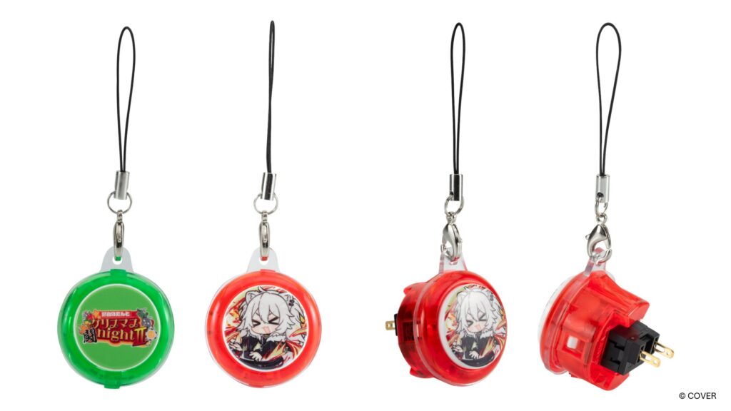 獅白ぼたんとクリスマス闘night Ⅱ 30Φアケコンボタン（赤 / 緑）（ストラップ部含む 約33.6×107×32.7mm）各1,650円