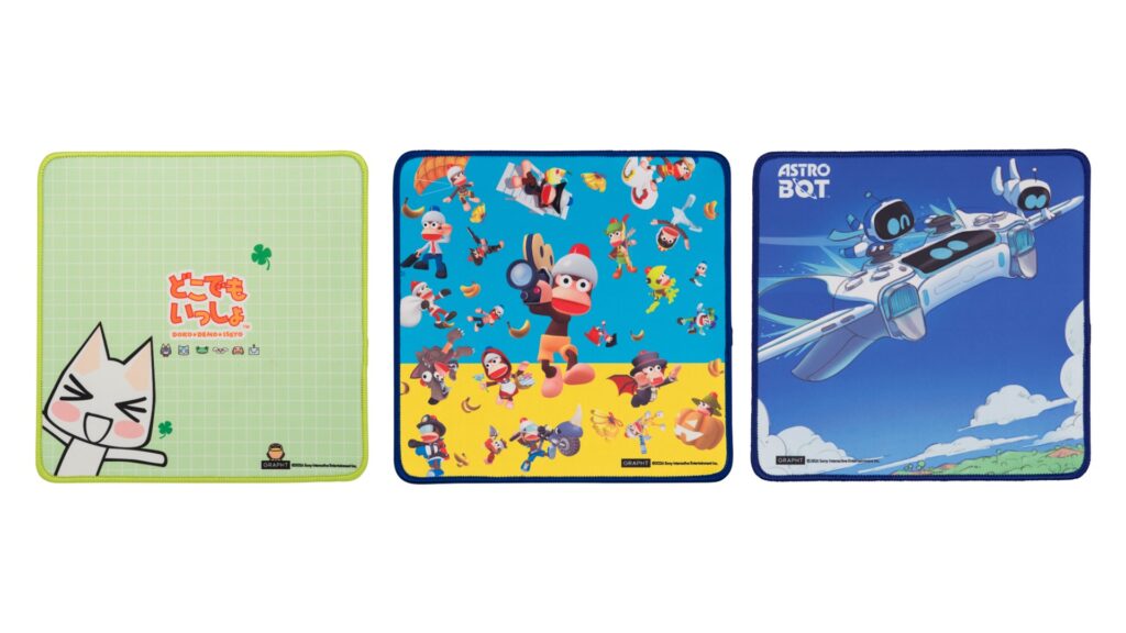 マウスパッド どこでもいっしょ / サルゲッチュ / ASTRO BOT（各W250×H250×D3mm）各1,980円（税込）