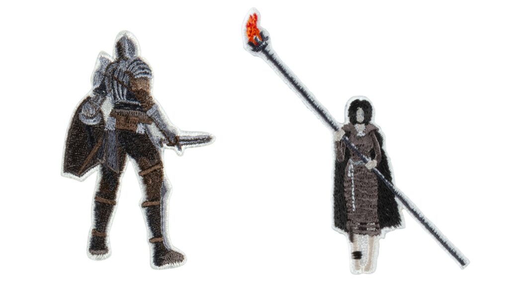 Demon's Souls 新作刺繍ステッカー2種  主人公（キービジュアル） / 火防女 各1,980円（税込）