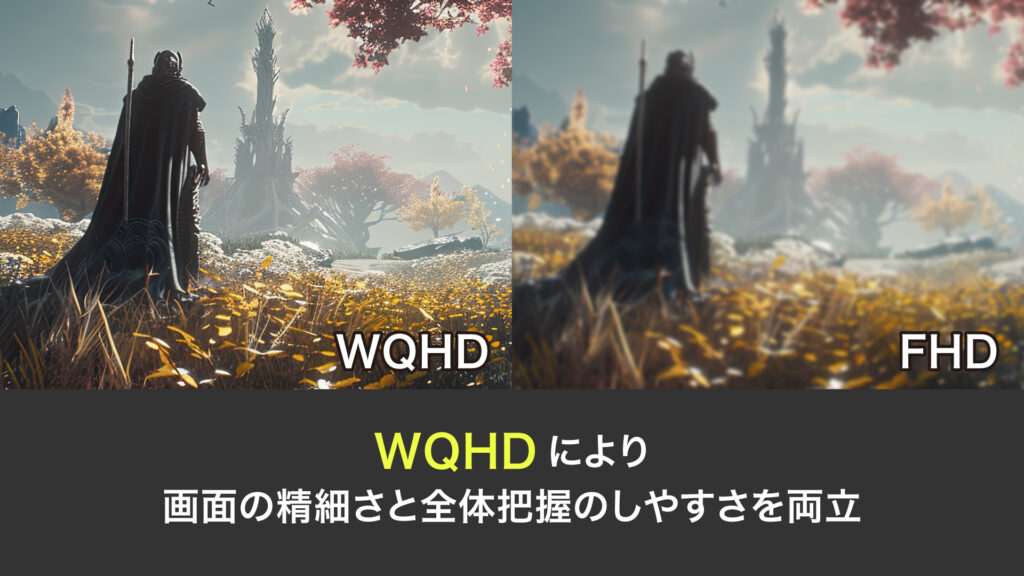 WQHDにより画面の精緻さと全体把握のしやすさを両立
