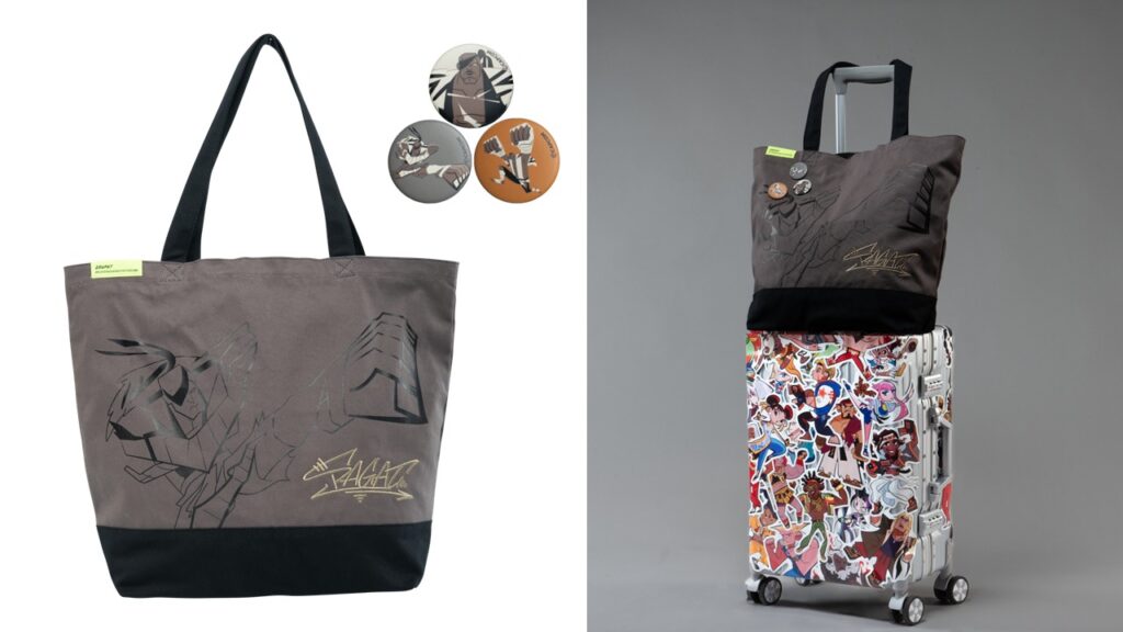 トートバッグ サガット（約H400×W330×D150mm）5,500円（税込）※缶バッジ3個が付属